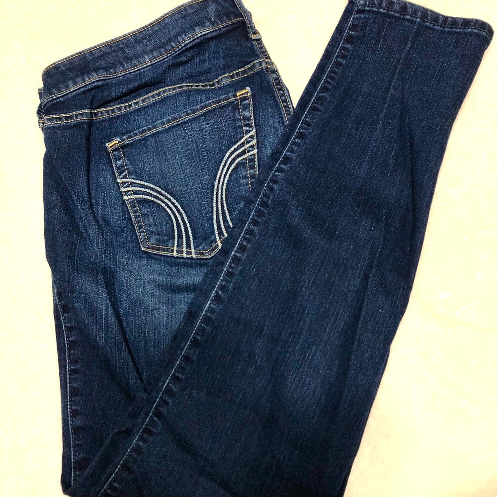Hollister Blue Super Skinny Low Rise Jeans Size 15